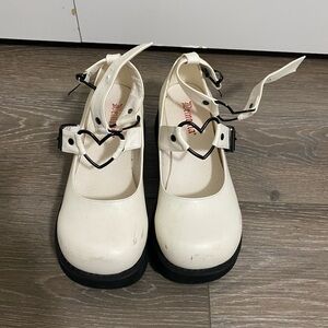 Demonia sprite 02 White Heart-Buckle Mary Jane Shoes